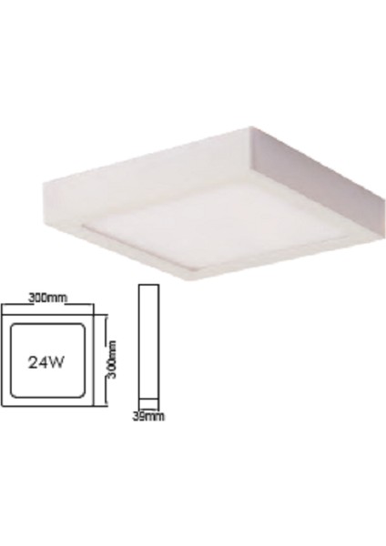 24W Ilıkbeyaz Sıva Üstü Kare Led Panel 4000K