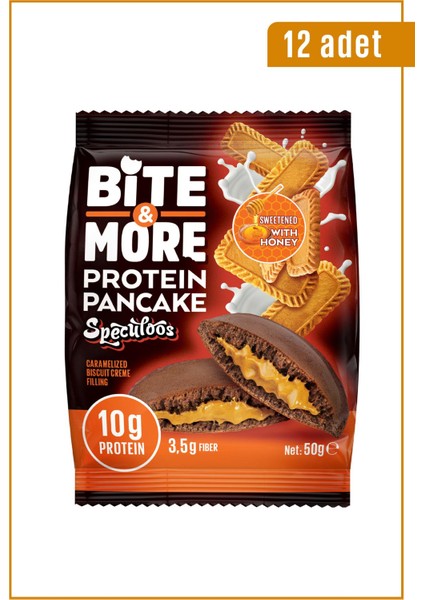 Bite & More Protein Cocoa Pancake  Proteinli Kakao Pankek 50 gr x 12 Adet - Speculoos