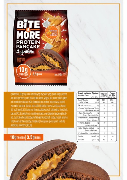 Bite & More Protein Cocoa Pancake  Proteinli Kakao Pankek 50 gr x 12 Adet - Speculoos