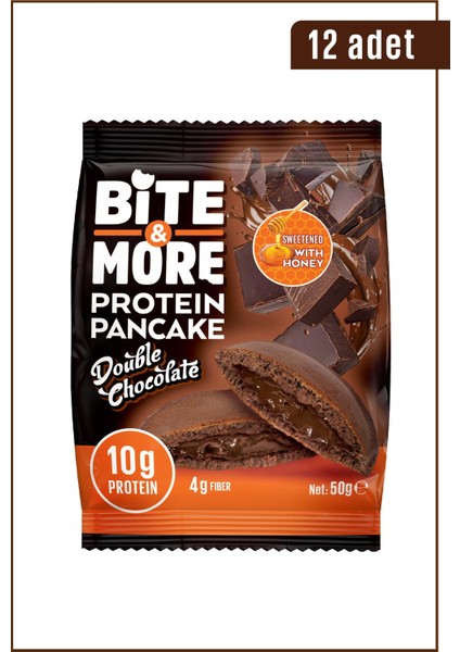 Bite & More Protein Cocoa Pancake  Proteinli Kakao Pankek 50 gr x 12 Adet - Double Chocolate