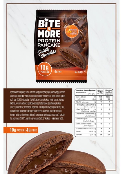 Bite & More Protein Cocoa Pancake  Proteinli Kakao Pankek 50 gr x 12 Adet - Double Chocolate