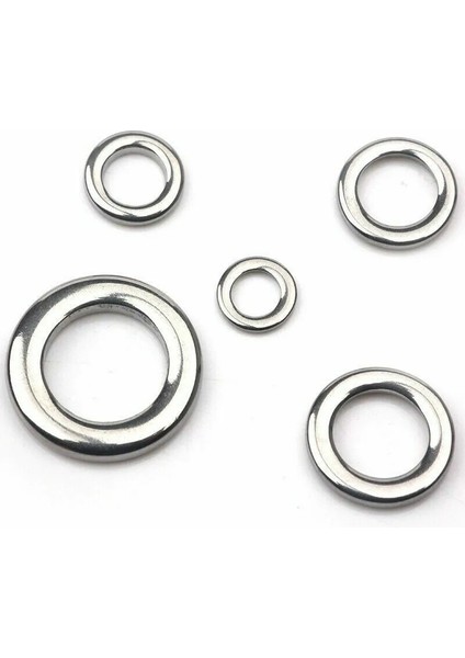 40 Adet Paslanmaz Çelik 5,5 Mm/3,5 mm No:1-91 kg (200 Lbs) Çeker, Solid (Kapalı) Ring,halka