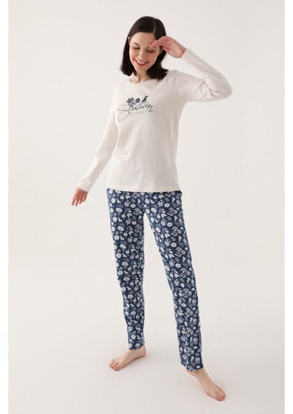 Kadın Beyaz Uzun Kol Pijama Takımı fiyatları