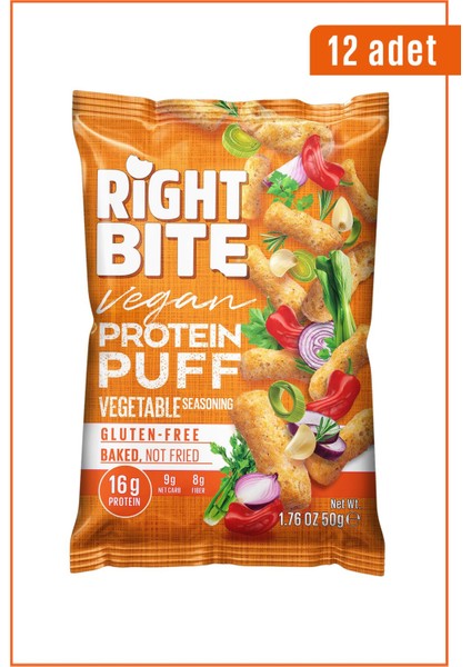 Bite & More Protein Chips  Proteinli Vegan Cips 50 gr x 12 Adet - Sebze Baharatlı