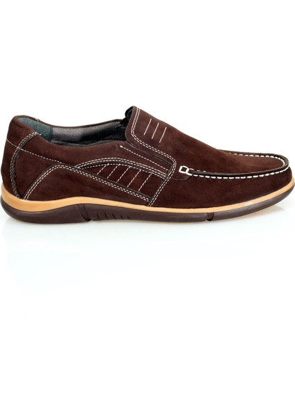 Kahverengi Nubuk Deri Yandan Lastikli Erkek Ayakkabısı fiyatları