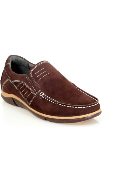 Kahverengi Nubuk Deri Yandan Lastikli Erkek Ayakkabısı modelleri