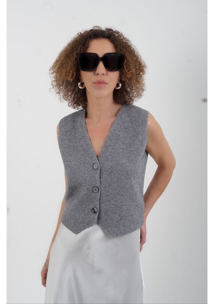 Gri Triko Yelek