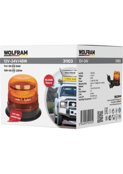 Ledli Döner Lamba Mıknatıslı ve Vatuzlu 12/24VOLT 48WATT