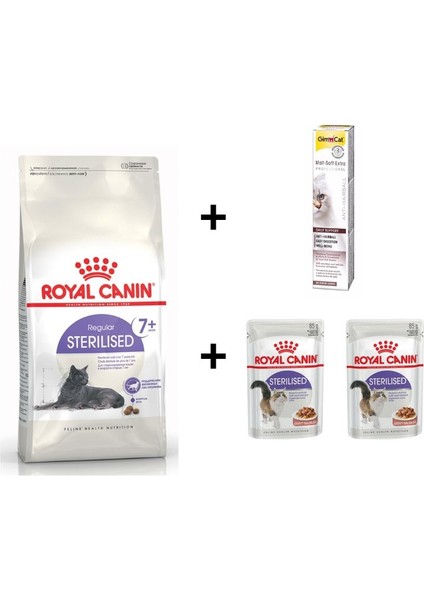 +7 Yaş Üzeri Kısırlaştırılmış Kedi Maması 3,5 kg + 2 Adet Rc Yaş Mama 85 gr + 20 gr Gimcat Malt