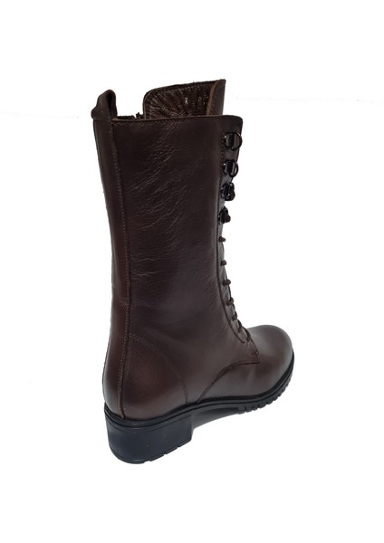 Içi Polarlı /gerçek Deri Bağlı Fermuarlı Rahat Kadın Kısa Topuk Çizme 8470 modelleri