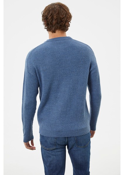 Selanik Örgü Basic Triko Kazak - Indigo
