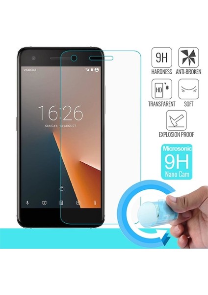 Vodafone V8 Uyumlu Ekran Koruyucu Nano Esnek Micro Temperli Kırılmaz Cam Ekran Koruyucu