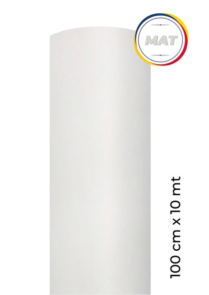 Mat Beyaz Yapışkanlı Kaplama Folyosu 100 CM X 10 MT