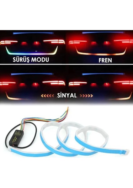 Bagaj Altı Kayan LED Rgb Su Geçirmez Silikon Yüzey 120 cm