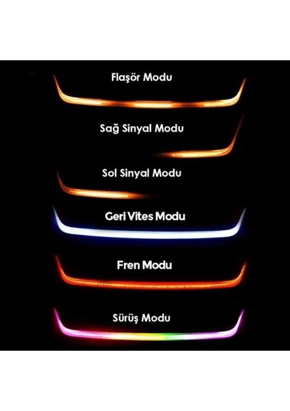 Bagaj Altı Kayan LED Rgb Su Geçirmez Silikon Yüzey 120 cm