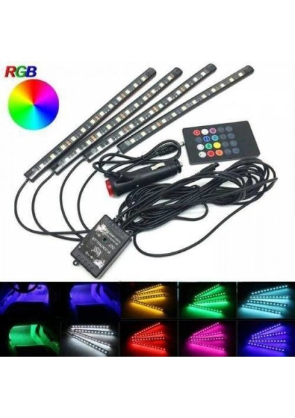 Araç Içi Ayak Altı LED Sese Duyarlı Rgb 12 LED Kumandalı