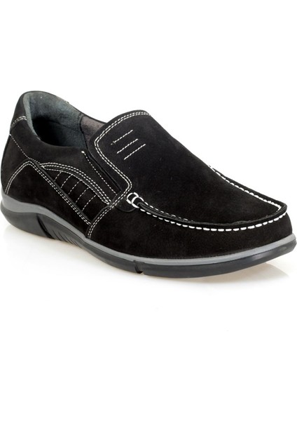 Siyah Nubuk Deri Yandan Lastikli Erkek Ayakkabısı modelleri