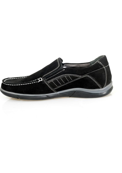 Siyah Nubuk Deri Yandan Lastikli Erkek Ayakkabısı fırsatları