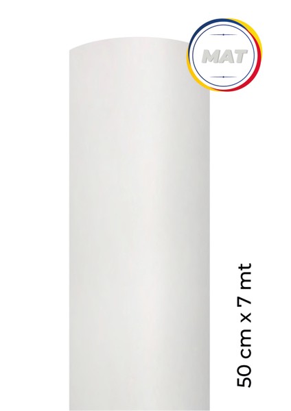 Mat Beyaz Yapışkanlı Kaplama Folyosu 50 cm x 7 mt
