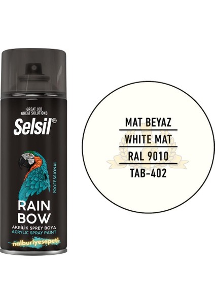 Rainbow Akrilik Sprey Boya Mat Beyaz 400 Ml. - Ral9010