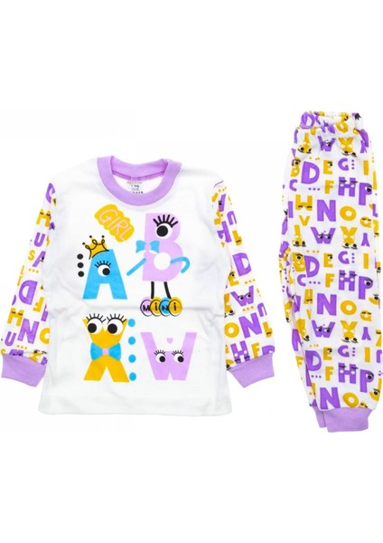 Kız Çocuk Alfabe Desen Pijama Takımı