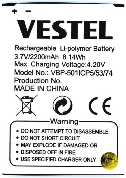 Vestel Venüs 5.5 x 5.5 V Batarya Pil