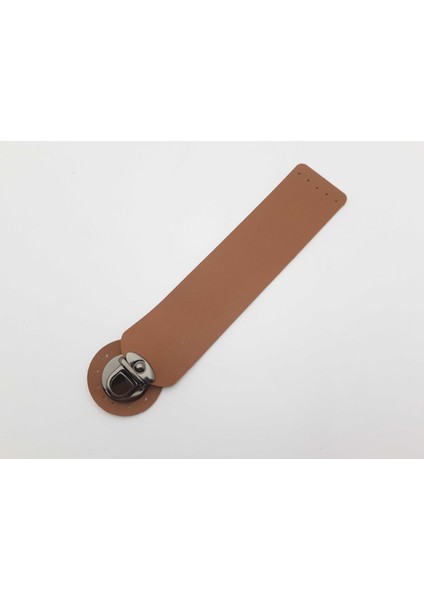 Kahverengi Deri Renginde Siyah Kilitli Deri Çanta Kapağı