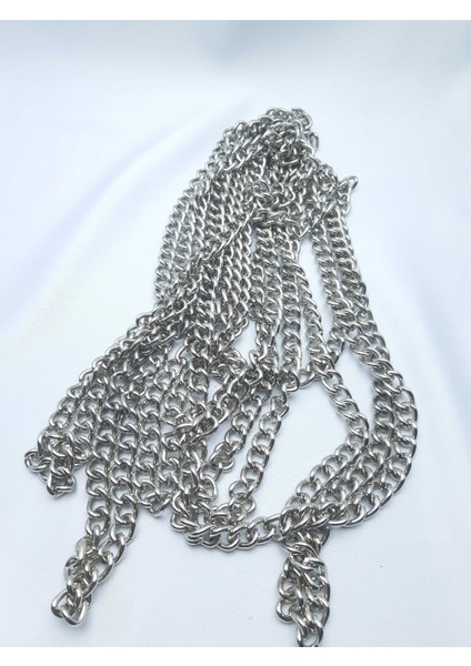 Gümüş Renginde 9,5 mm Metal Çanta Zinciri (1 Pakette 1 Mt.)