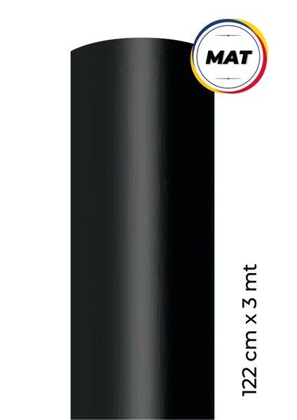 Mat Siyah Yapışkanlı Kaplama Folyosu 122 CM X 3 MT