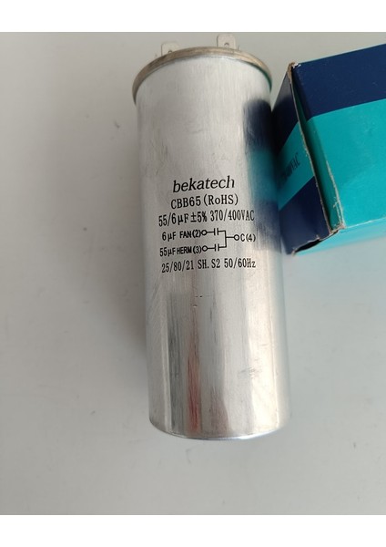 Bekatech CBB65 Klima Kapasitör Kondansatör 55+6 Μf 370/400 Vac