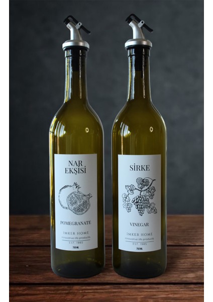 Amber Cam Nar Ekşisi Sirke Şişesi Sıvıyağlık Yağdanlık 750ML