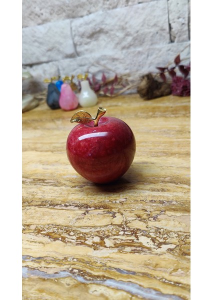 Mermer Elma Biblo Süs Eşyası Orta Boy