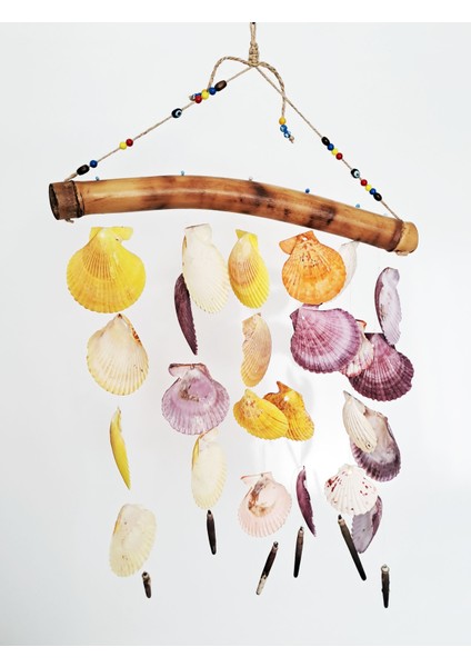 Renkli Deniz Kabuğu Sarkıtlı El Yapımı Rüzgar Çanı 12X40 cm - RZG28 fiyatları