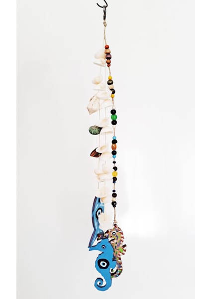 Deniz Kabuğu Sarkıtlı Denizatı ve Yunuslu El Yapımı Rüzgar Çanı 12X50 cm - RZG30 fiyatları