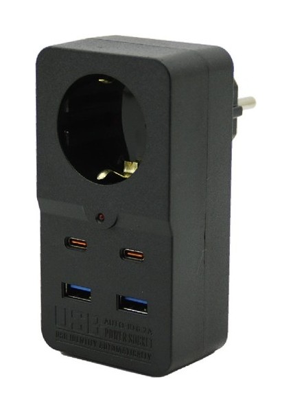 Termal Akım Korumalı Type-C Ve USB 2.1A Şarj Çıkışlı 10A 2500W Priz
