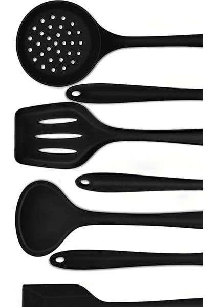 8 Parça Isıya Dayanıklı Yanmaz Yapışmaz Silikon Servis Seti Kevgir Kepçe Kaşık Fırça Spatula fiyatları
