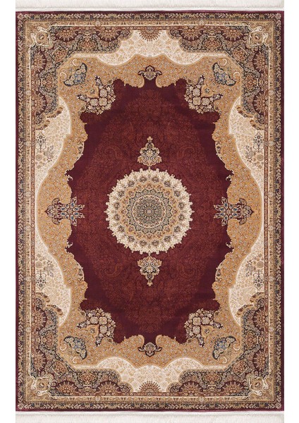 Sılk 05211B Krem-Bordo Halı