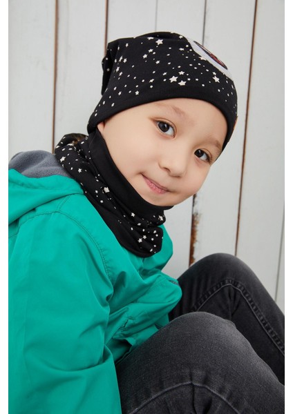 Siyah Beyaz %100 Pamuklu Doğal Yumuşak Çift Katlı Penye Spiderman Çocuk Bebek Bere Boyunluk Set fiyatları