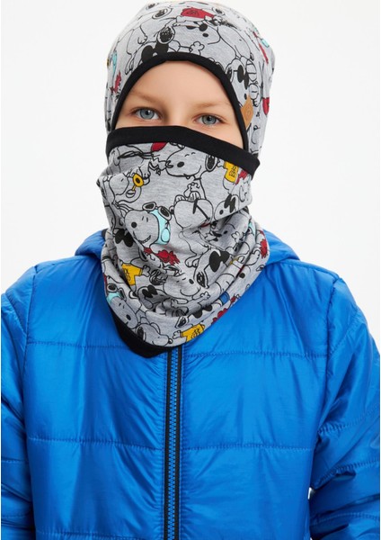 Açık Gri Erkek Çocuk Renkli Figürlü Bere Boyunluk Set Yumuşak Çift Katlı %100 Doğal Pamuklu Penye fiyatları