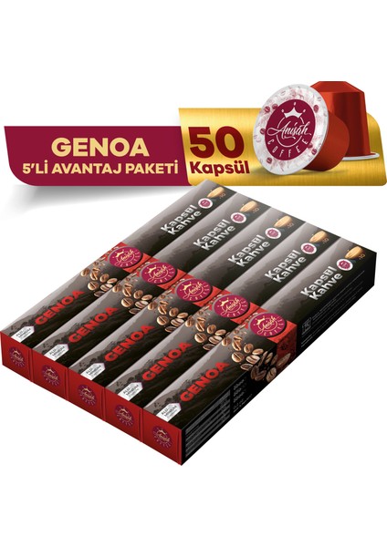 Genoa Kapsül Kahve Nespresso Uyumlu 5 x 10'lu