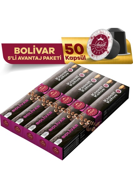 Anisah Coffee Bolivar Kapsül Kahve Nespresso Uyumlu 5 x 10'lu