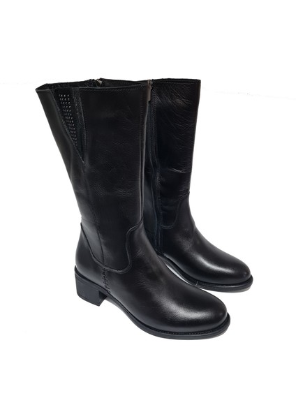 Içi Polarlı Deri Fermuarlı Rahat Kadın Kısa Topuk Çizme 9289 fiyatları