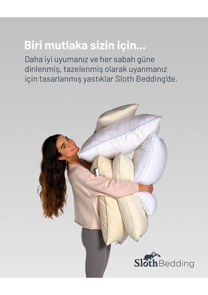 Sloth Bedding Doğal Latex Hipoalerjenik Yan ve Sırt Üstü Ortopedik Yastık 40 x 60 cm Slothylatex