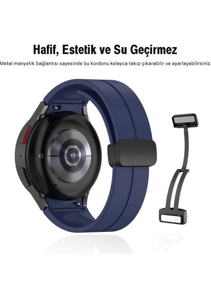 Kip GSM Samsung Galaxy Watch 6 40 43 44 47MM Uyumlu Kordon Su Geçirmez Silikon Spor Kordonu, Kolay Takma/çıkarma, Metal Manyetik Özellikli