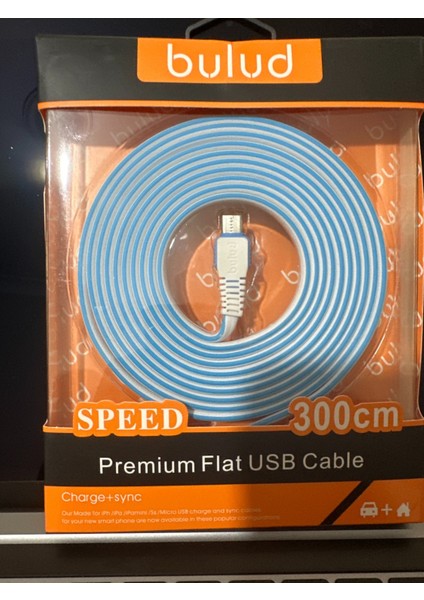 Premium 300CM Type-C Flat Şarj ve Veri Kablosu