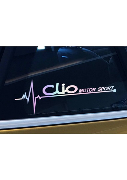 Clio Yan Cam Sticker Oto Kapı 20 cm x 7 cm Hologram C77