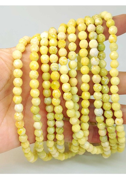 Peridot (Zebercet) Taşı Açık Yeşil-Beyaz Alacalı Faset Kesim Yarım Dizi 6mm (18CM Uzunluğundadır) fiyatları