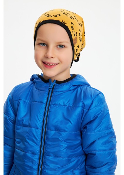 Hardal Erkek Çocuk Panda Desenli Şapka Bere Yumuşak Çift Katlı %100 Doğal Pamuklu Penye fiyatları