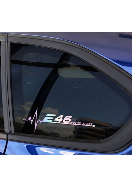 E46 Yan Cam Sticker Oto Kapı 20 cm x 7 cm Hologram C13