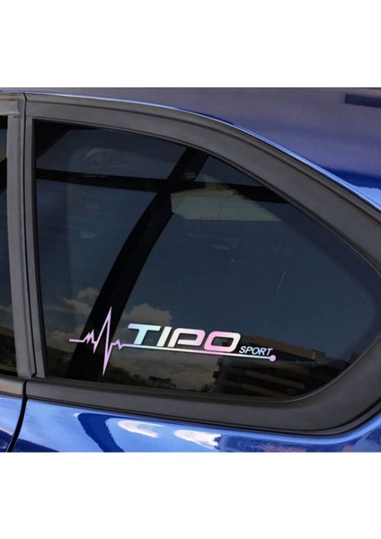 Tipo Yan Cam Sticker Oto Kapı 20 cm x 7 cm Hologram C34